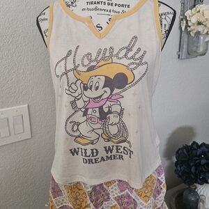 Disney Mickey Mouse White and Yellow Tank Top
